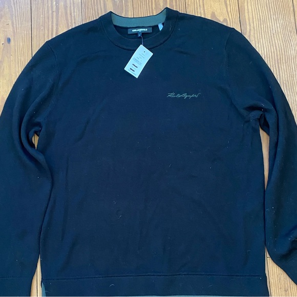 Karl Lagerfeld Mens Crewneck Sweater Large Midnight Blue NWT
